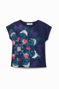 Katoenen T-shirt met minikralen - BLUE - 3/4