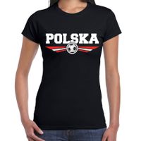 Polen / Polska landen / voetbal t-shirt zwart dames - thumbnail