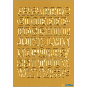 Stickervellen 54x stuks plak letters alfabet A-Z - goud/folie - 12 mm - zelfklevend