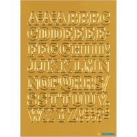 Stickervellen 54x stuks plak letters alfabet A-Z - goud/folie - 12 mm - zelfklevend - thumbnail