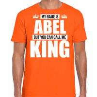 Naam cadeau t-shirt my name is Abel - but you can call me King oranje voor heren - thumbnail