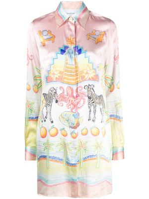 Casablanca robe-chemise en soie à imprimé graphique - Rose
