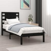 Bedframe massief hout zwart 75x190 cm