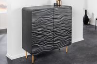 Design dressoir WAVE 120cm zwart mat goud mango massief hout - 43478 - thumbnail