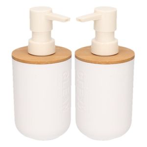 2x Witte zeeppompjes met bamboe 16,5 cm