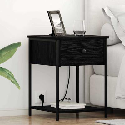 Bedside kasten 2 pcs Zwart eiken 42 x 41 x 56 cm Bewerkt hout