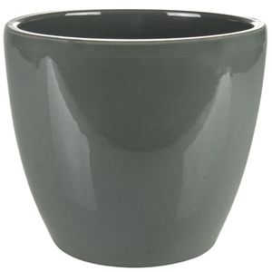 Plantenpot/bloempot in een strakke Scandinavische look antraciet Dia 16 cm en Hoogte 13 cm