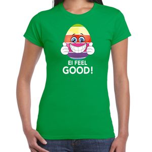 Vrolijk Paasei ei feel good t-shirt groen voor dames - Paas kleding / outfit