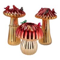 Daan Kromhout Vaas bird mushroom rood 25 cm 3 assorti | 6 stuks
