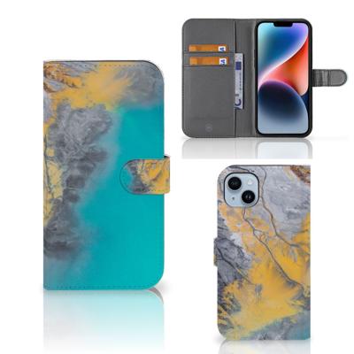 iPhone 15 Plus | Bookcase | Marble Blue Gold