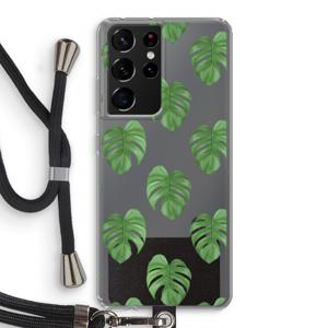 Monstera leaves: Samsung Galaxy S21 Ultra Transparant Hoesje met koord