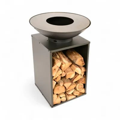 Onyx Ø60 bålfad med grill og brændeopbevaring