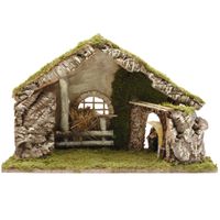 Lege kerststal - zonder beelden/figuren -L50 x B21 x H32 cm -hout/mos Lege kerststal - zonder beelden/figuren -L50 x B21 x H32 cm -hout/mos