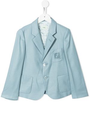 Fendi Kids blazer à logo brodé - Bleu