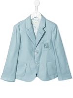 Fendi Kids blazer à logo brodé - Bleu