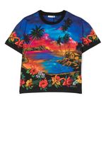 Dolce & Gabbana Kids t-shirt en coton à imprimé tropical - Bleu