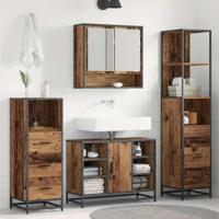 Badkamermeubelset 4 pcs Oud hout 80 x 33 x 60 cm Bewerkt hout