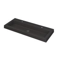 INK Dock Wastafel Quartz met 2 Kraangaten - 1000x400x60 mm - Quartz Zwart