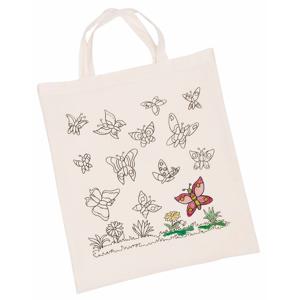 Inkleurbaar tasje DIY - Set van 8x stuks - vlinder motief - 38 x 42 cm - fairtrade katoen