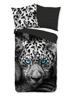 Pure Dekbedovertrek "luipaard met blauwe ogen" - Antraciet - (135x200 cm) - Microfiber