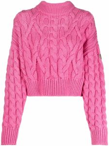 Moncler pull crop en maille torsadée - Rose