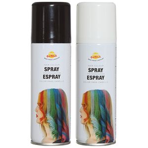 Carnaval verkleed haar verf/spray - zwart en wit - spuitbus - 125 ml