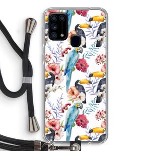 Bloemen tukan: Samsung Galaxy M31 Transparant Hoesje met koord