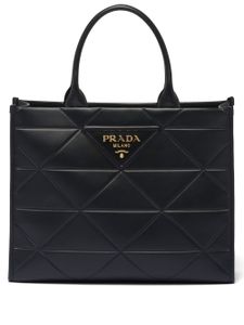 Prada grand sac cabas à plaque logo - Noir