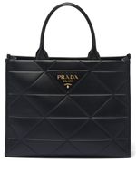 Prada grand sac cabas à plaque logo - Noir - thumbnail