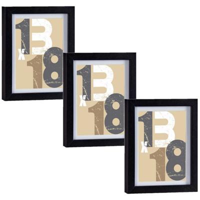 Fotolijst voor een foto van 13 x 18 cm/15 x 20 cm - 3x stuks - zwart - hout - passe partout