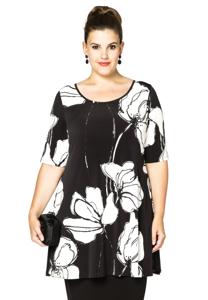Yoek Tuniek wide bottom ANNABEL | Zwart | Maat 50/52