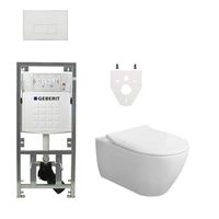 Villeroy & Boch Subway 2.0 DirectFlush CeramicPlus toiletset slimseat zitting met Geberit reservoir en bedieningsplaat met rechthoekige knoppen wit 0701131/SW706187/ga26033/ga91964/ - thumbnail