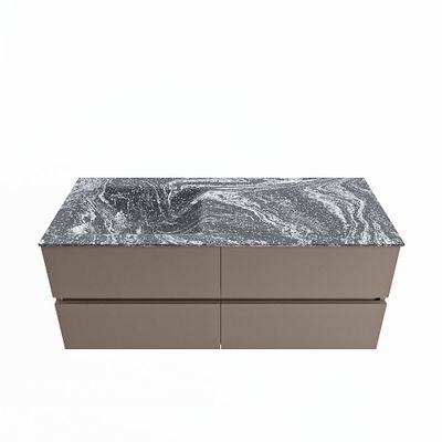 MONDIAZ VICA-DLUX 120cm badmeubel onderkast Smoke 4 lades. Inbouw wastafel CLOUD links 1 kraangat, kleur Lava.