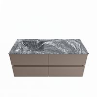 MONDIAZ VICA-DLUX 120cm badmeubel onderkast Smoke 4 lades. Inbouw wastafel CLOUD links 1 kraangat, kleur Lava.