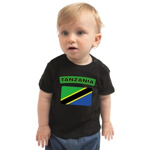 Tanzania t-shirt met vlag zwart voor babys