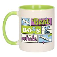 Cadeau koffie/thee mok - de beste baas - van de wereld - groen - 300 ml - keramiek