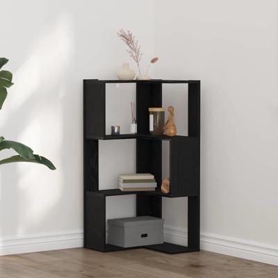 Hoekboekenkast Zwart eiken 50 x 50 x 102 cm Bewerkt hout