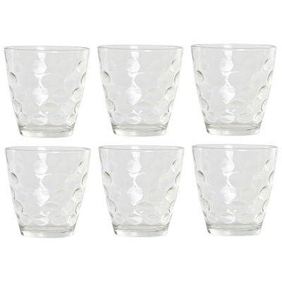 6x Stuks transparante waterglazen/drinkglazen cirkels relief 400 ml van glas