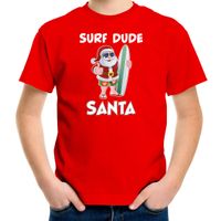 Surf dude Santa fun Kerstshirt / outfit rood voor kinderen