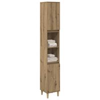 Badkamerkast 30x30x190 cm bewerkt hout artisanaal eikenkleurig