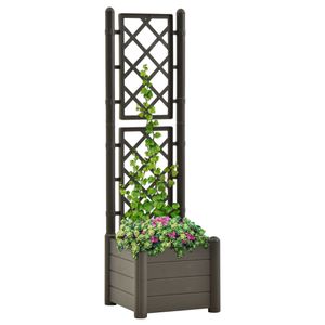 Plantenbak met latwerk 43x43x142 cm PP antraciet