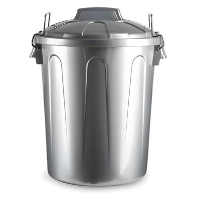 Plasticforte afvalemmer - zilver - 21L - kunststof - H42 cm - met deksel