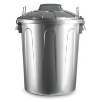 Plasticforte afvalemmer - zilver - 21L - kunststof - H42 cm - met deksel
