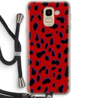 Red Leopard: Samsung Galaxy J6 (2018) Transparant Hoesje met koord