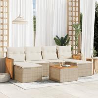 7-delige Loungeset met kussens poly rattan beige 7-delige Loungeset met kussens poly rattan beige