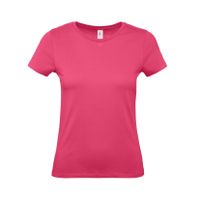 Fuchsia roze basic t-shirts met ronde hals voor dames van katoen 2XL (44)  -