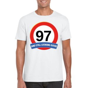 97 jaar verkeersbord t-shirt wit heren 2XL  -