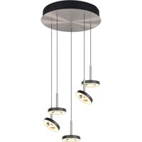 LED Hanglamp - Trio Select Guano - 5 Lichtpunten van 8 Watt - Dimbaar - Aanpasbare Lichtkleur - Hoogte Aanpasbaar zonder Contragewicht - Draaibaar - Mat Nikkel - Metaal