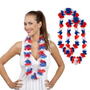 2x hollandse kleuren hawaii bloemen krans slinger - rood-wit-blauw - hawaiislingers