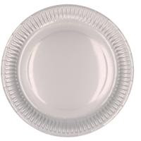 Feestbordjes/gebaksbordjes karton - 45x - zilver - rond - papieren bordjes